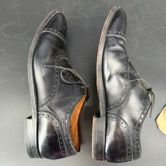 Alden Wright Shop 909 Black Leather Medallion Cap Toe Oxfords Sz 10.5 AA/B VTG